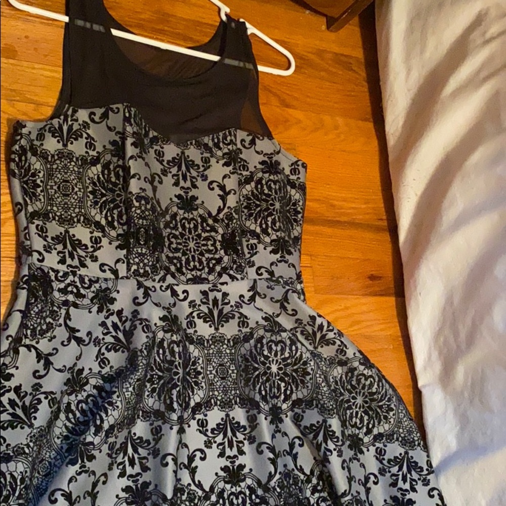 Trixxi Blue velvet floral dress